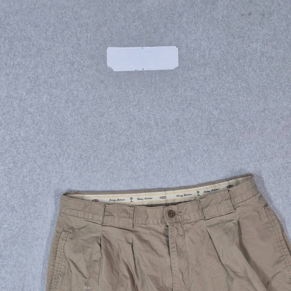 VINTAGE Tommy Bahama Men Shorts 35 Khaki Chino Pleated Pockets 8